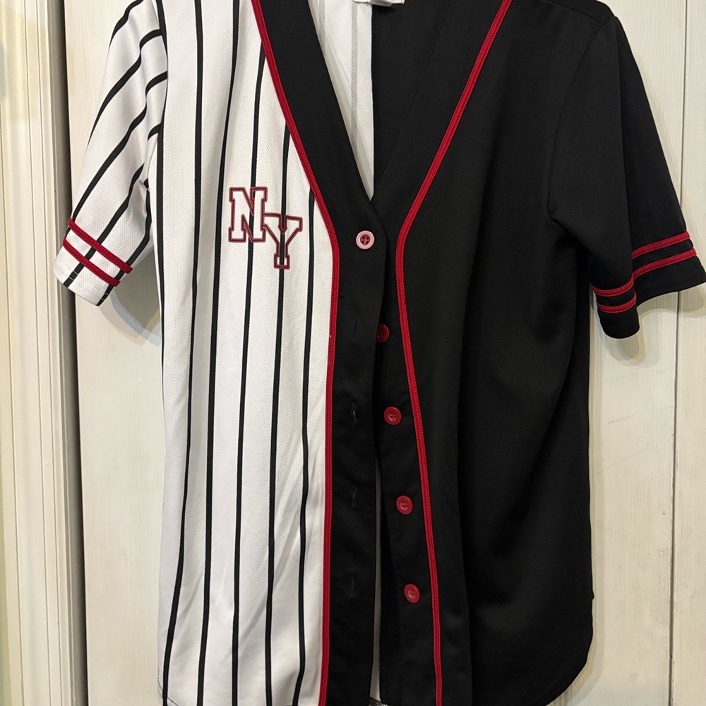 Unisex Birch & Stone Black and White Striped NY Button-Up Jersey